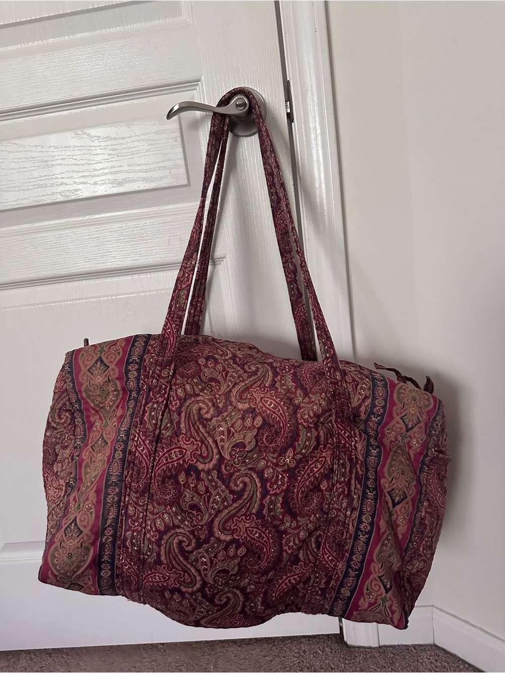 Vera Bradley Quilted Paisley Travel Bag in Burgundy